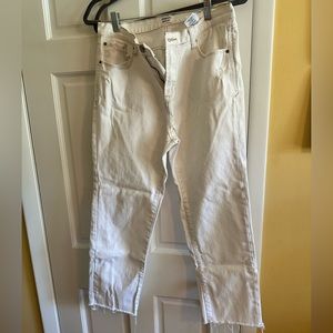 Kensie Slim Fit White Jeans Raw Hem - 10/30 - cropped